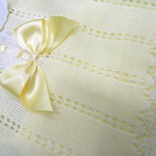 MC706-Lemon: Baby Bow & Lace Knitted 2 Piece Set (0-9 Months)